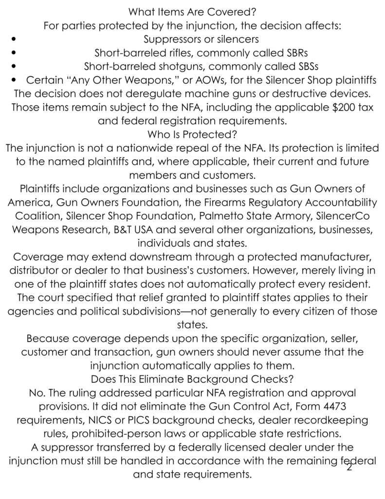 MAG5 Firearms October 2026 newsletter, A Major NFA Ruling, page 2 of 3